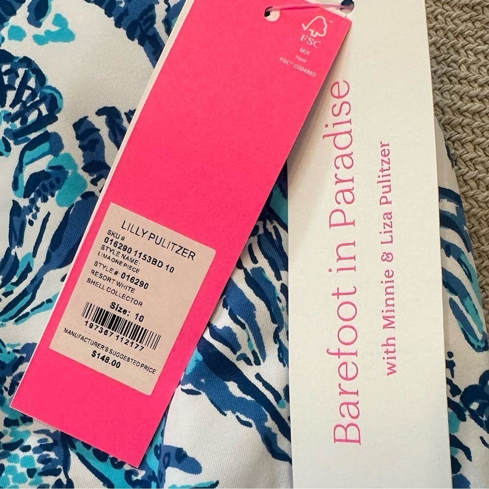 Lilly Pulitzer Swim Bathing Suit One Piece Size 10 NWT $148 Shell Collector Blue - Picture 4 of 10
